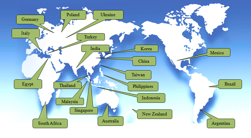 We supply our products to more than 200 valued customers at 25 different countries in the world.